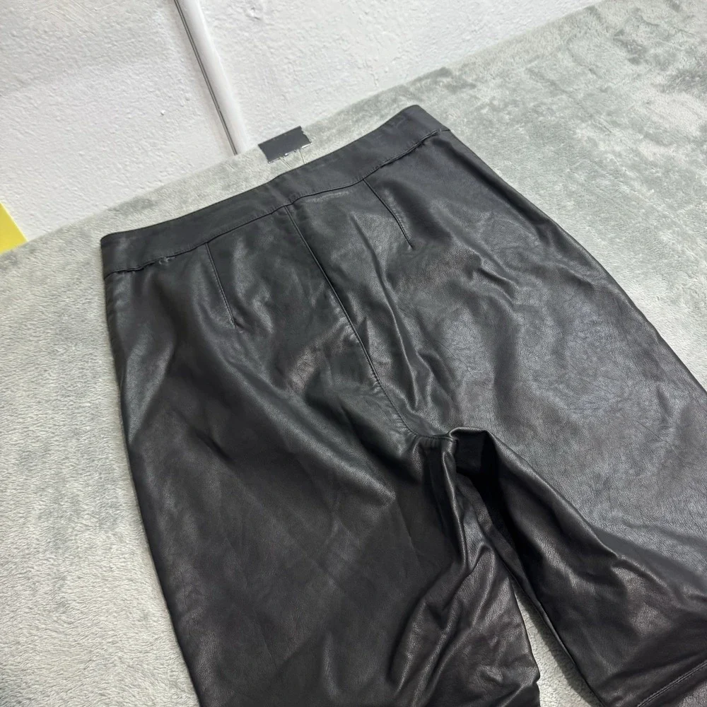 Free People Pants Womens 6 Black Faux Leather Flare Slim Boho Y2K Party Cocktail